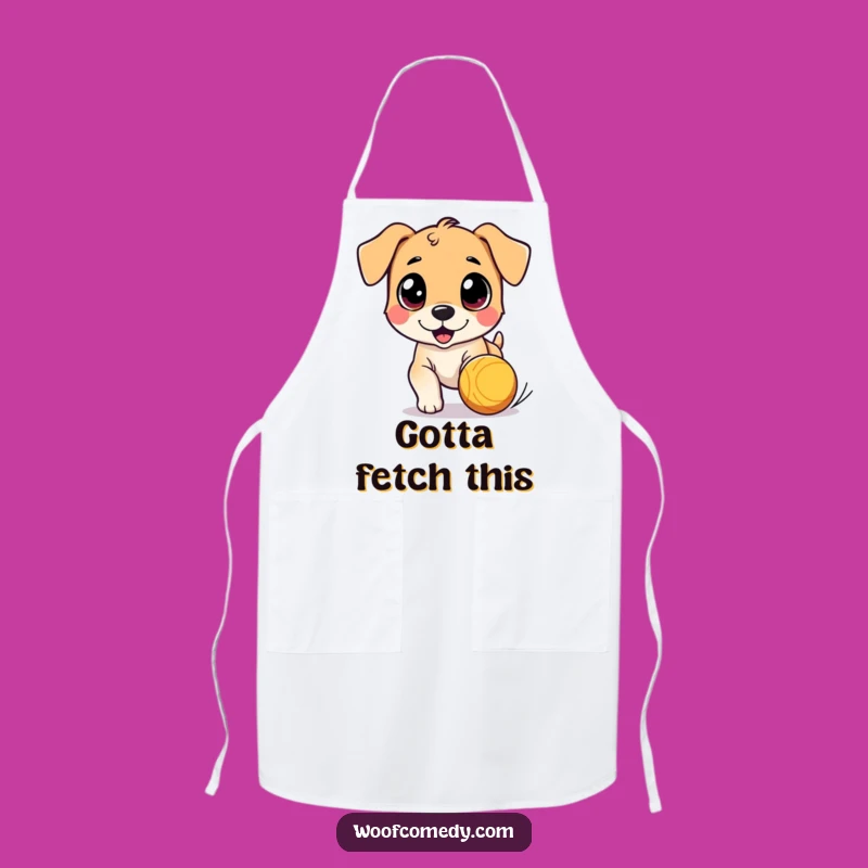 Funny Dog Ball Chase Apron - Cook with Playful Pup Power!