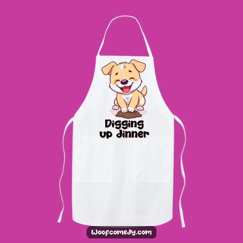 Funny Dog Digging Apron: Messy Fun Kitchen Gear