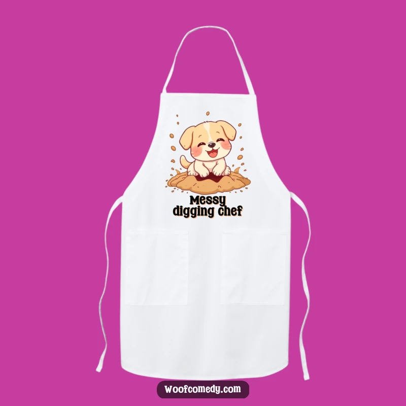 Funny Kawaii Dog Digging Apron - Cook Up Some Laughs!