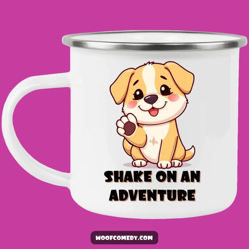 Funny Friendly Dog Paw Shake Camping Mug - Adventure-Ready Warm Gift