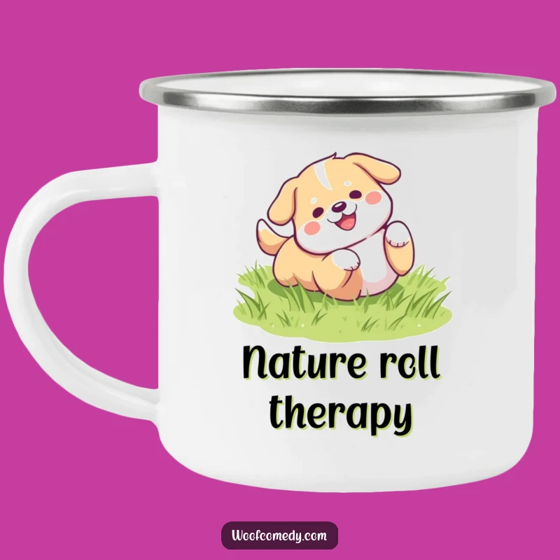 Funny Kawaii Dog Rolling Camping Mug - Adventure-Ready Cute Gift
