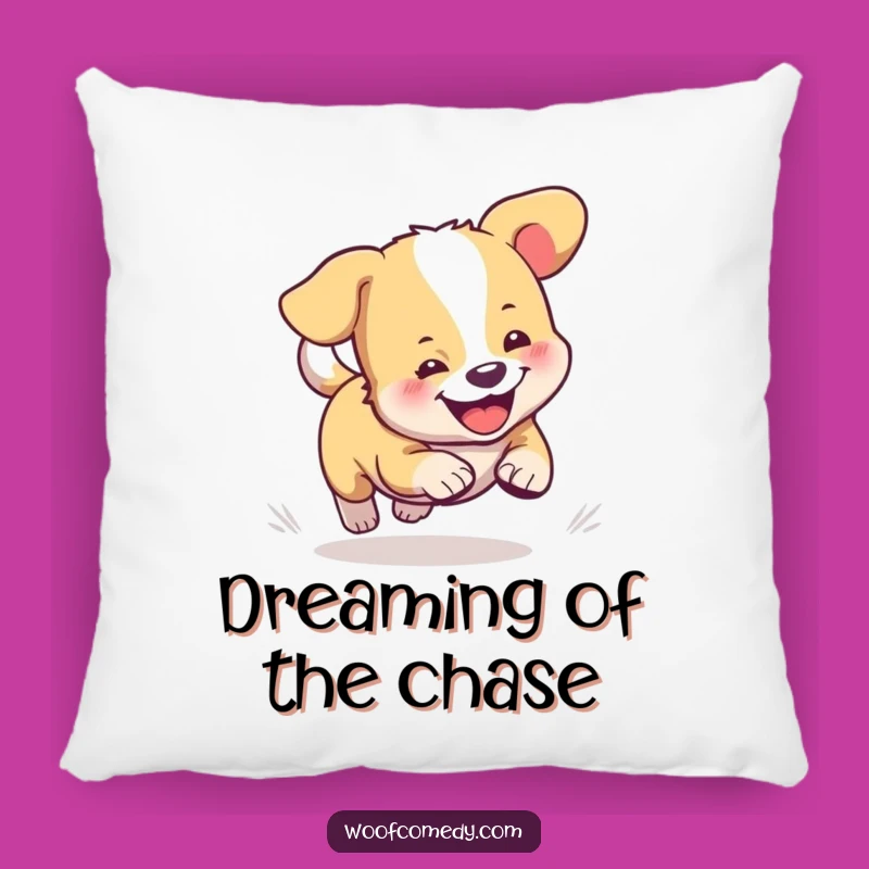Funny Dog Pillow: Cute Tail-Chasing Pup Accent Pillow, Humorous Dog Lover Gift