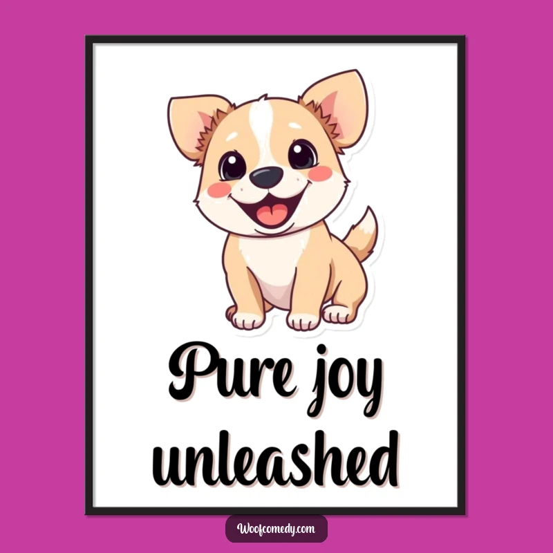 Funny Excited Dog Digital Art Print: Instant Happiness