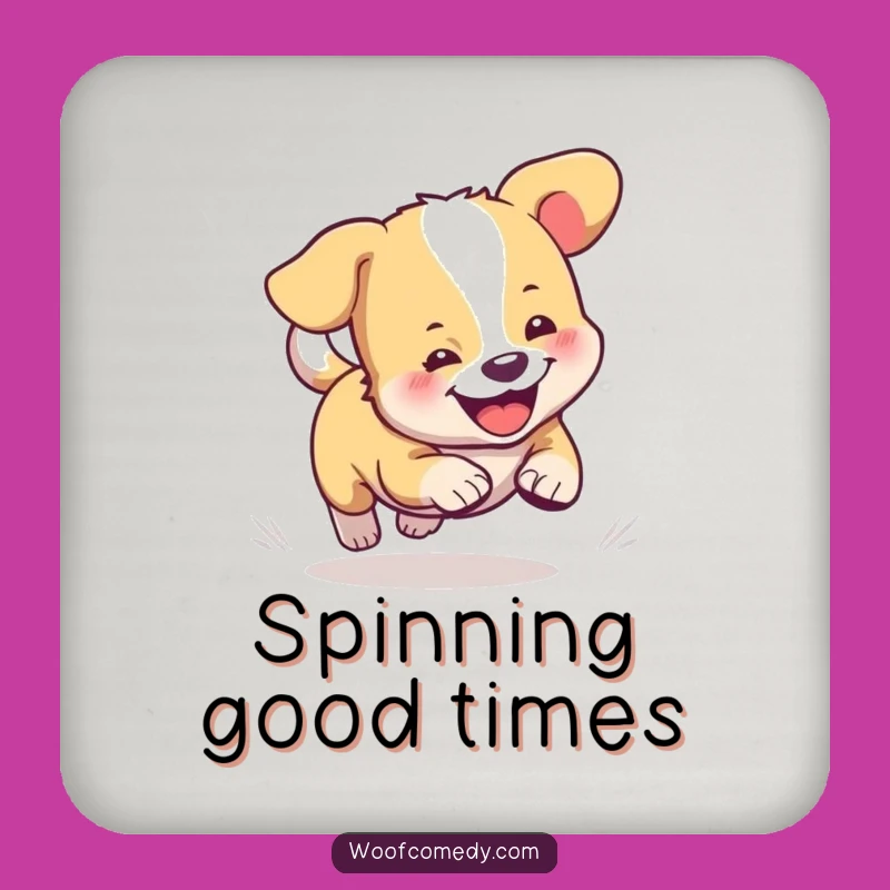 Funny Dog Coaster Set: Cute Tail-Chasing Pup Drink Coasters, Humorous Home Gift