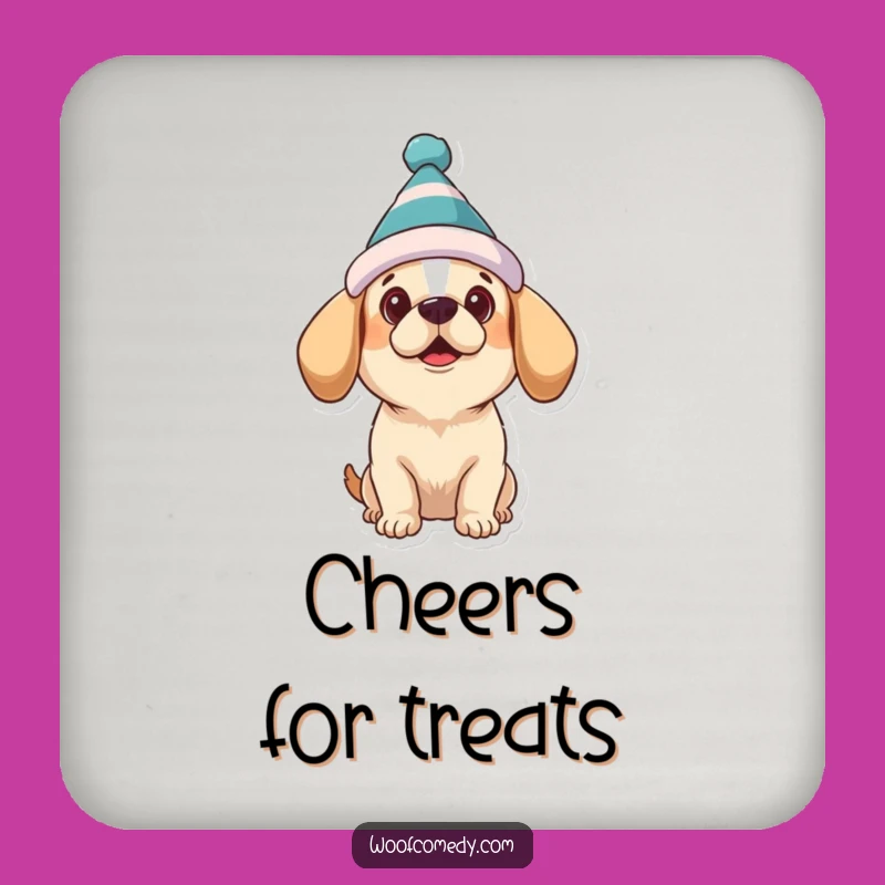 Funny Dog Hat Coaster Set: Charming Art, Hilarious Home Decor, Gift