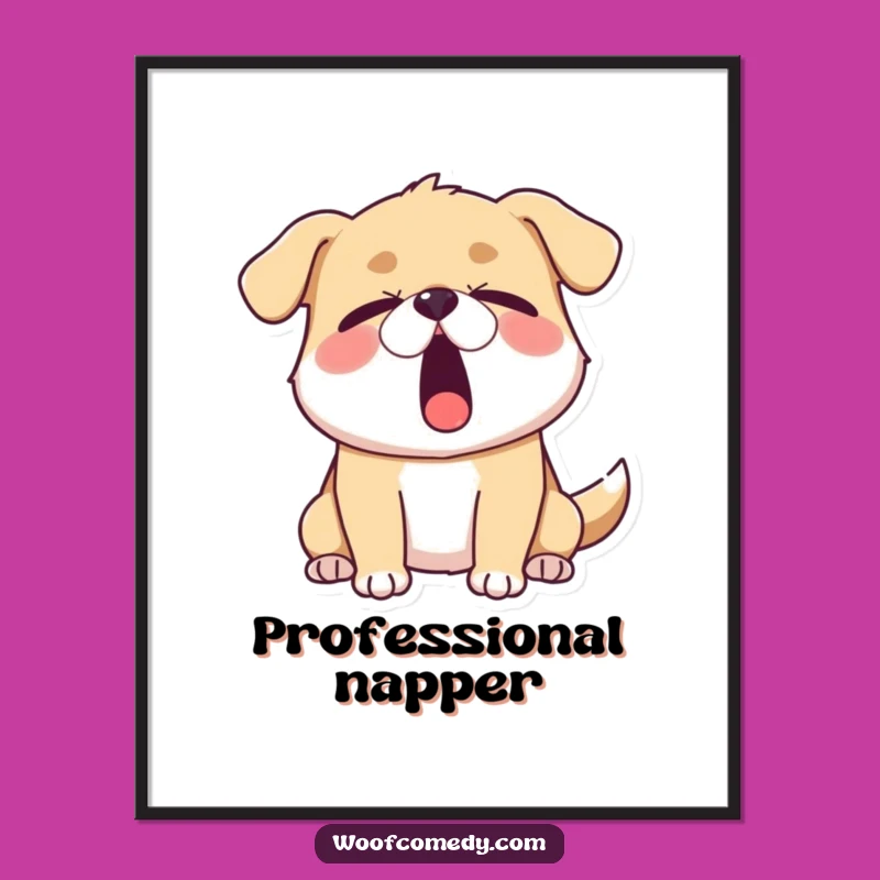 Funny Sleepy Dog Poster: Wall Art Capturing Ultimate Tiredness and Humor