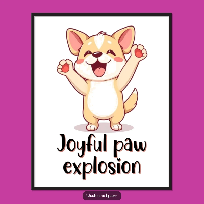 Funny Excited Dog Happy Dance Poster - Vibrant Wall Art for Dog Fans