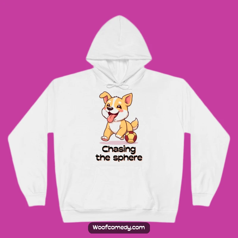 Funny Dog Hoodie: Cozy Runner Pup with Ball, Perfect Humorous Dog Gift