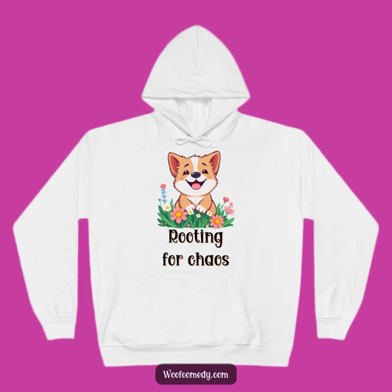 Funny Smiling Dog Flower Hoodie: Cozy Digging Pup Sweatshirt for Garden Lovers