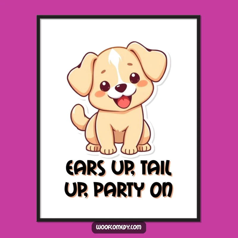 Free Printable Wall Art: Exuberant Kawaii Dog Wag - Cute Downloadable Decor