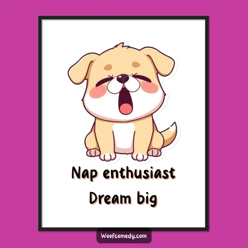 Funny Sleepy Dog Free Printable Wall Art: Yawning Canine Decor Downloadable