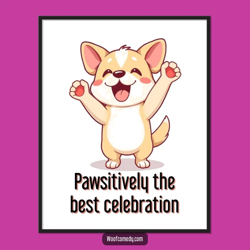 Free Printable Wall Art Meme: Excited Dog Happy Dance Joy Downloadable Art