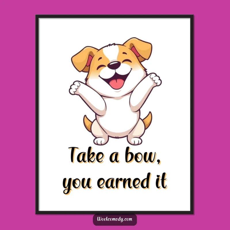 Free Printable Wall Art: Happy Dog Bow, Enthusiastic Downloadable Decor!