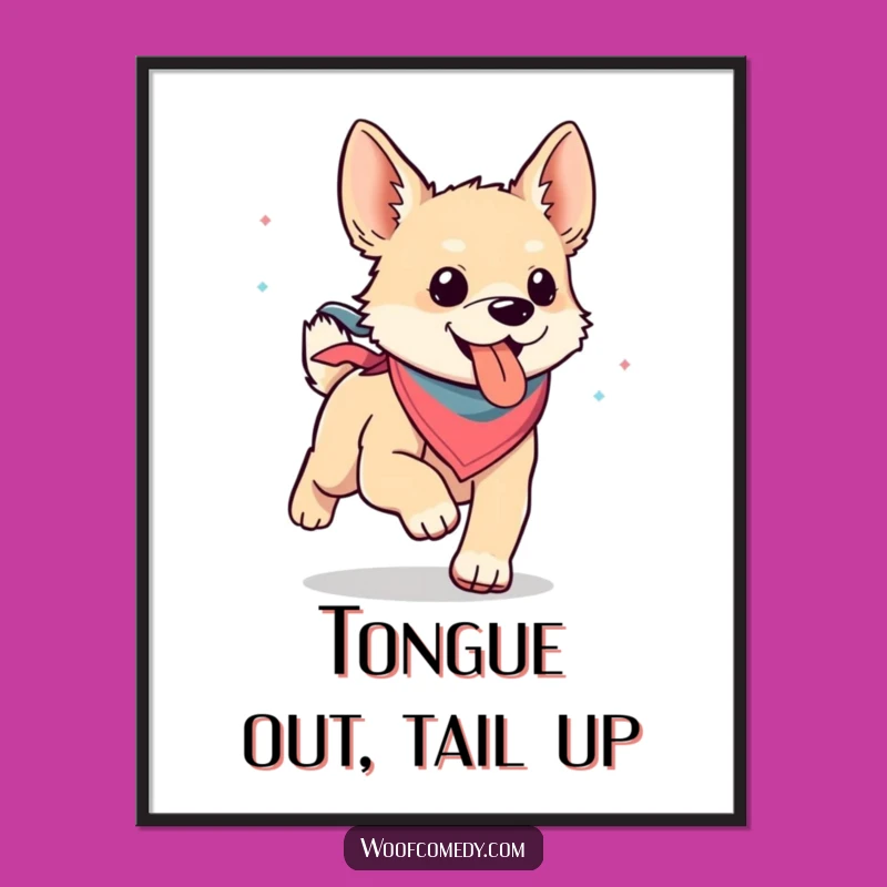 Funny Free Printable Wall Art: Kawaii Dog Running Free, Downloadable Decor