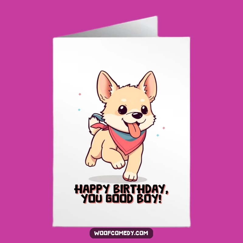 Funny Free Printable Birthday Card: Kawaii Dog Running Joy, Downloadable Gift