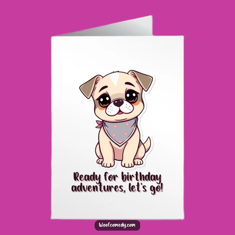 Free Printable Birthday Card: Curious Kawaii Dog Alert for Fun, Downloadable Gift