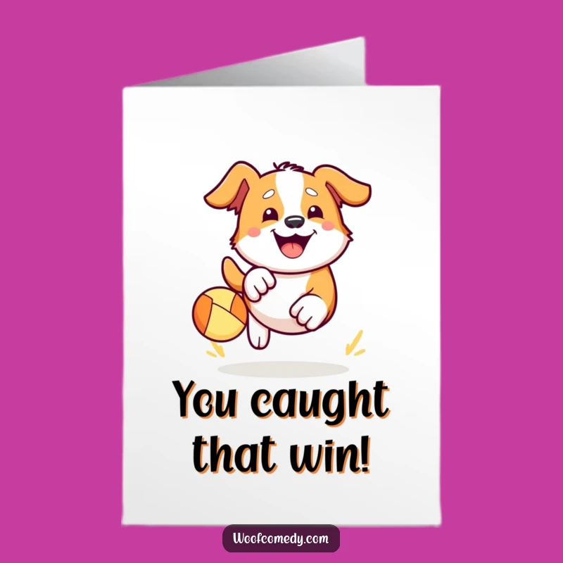 Free Printable Congrats Card: Dog & Ball Fun - Downloadable Playful Celebration