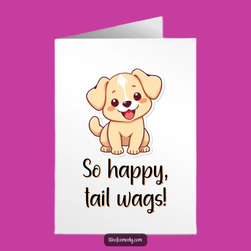 Free Printable Congrats Card: Exuberant Kawaii Dog Wag - Fun Downloadable Celebration