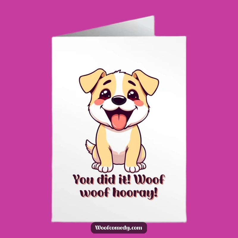 Free Printable Congrats Card: Excited Dog Celebrates Your Success, Funny Downloadable Greeting!