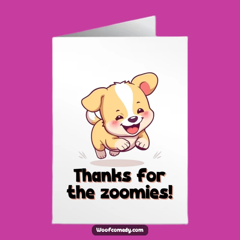 Free Printable Thank You Card: Adorable Dog Chasing Tail, Sweet Downloadable Gift!