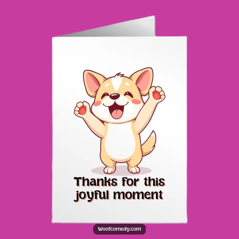 Free Printable Thank You Card: Energetic Dog Happy Dance Gratitude Downloadable Gift