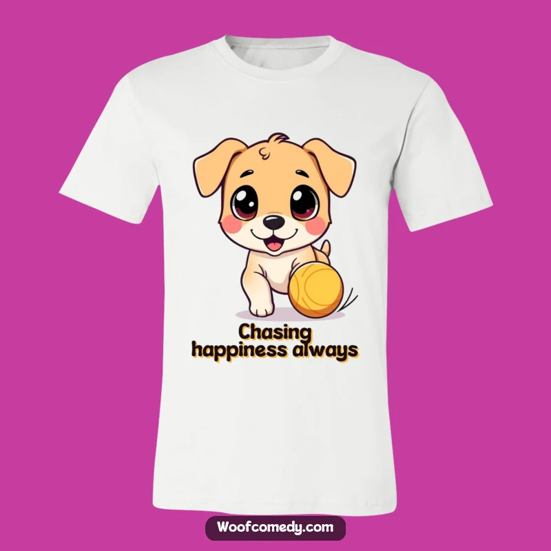 Funny Dog Wide Eyes Ball Chase T-Shirt - Playful Pup Tee