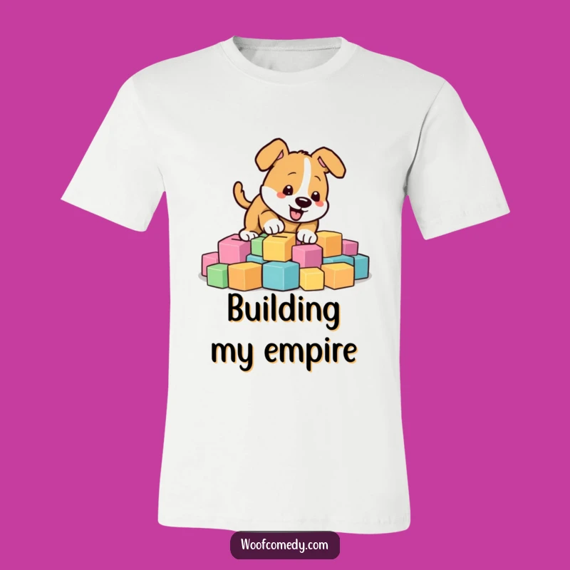 Funny Digging Dog T-Shirt - Energetic Pup, Colorful Blocks Tee