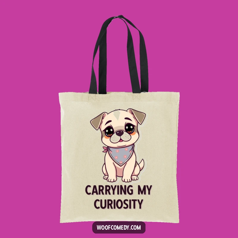 Funny Kawaii Dog Tote Bag: Curious Bandana Pup for Stylish Explorers