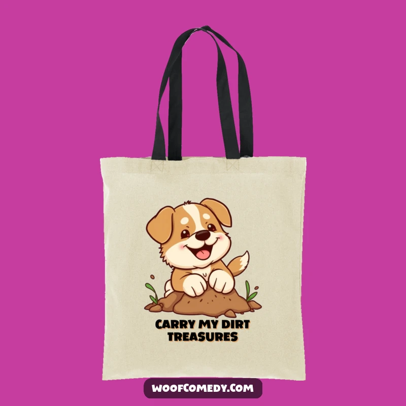 Funny Kawaii Dog Tote Bag: Joyful Digging Design for Humorous Shoppers